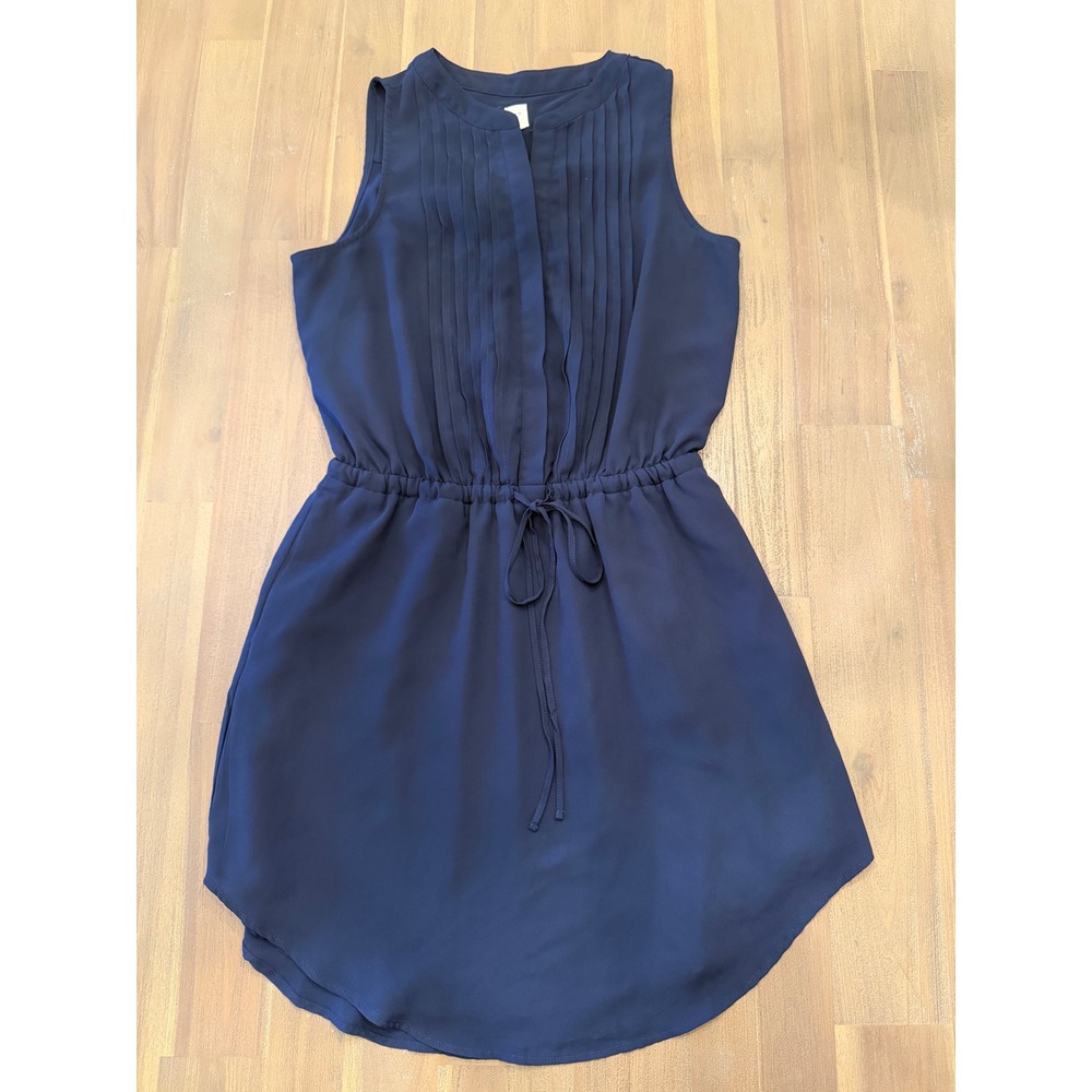 GAP Navy Blue Pleated Bib Sleeveless Mini Dress Petite XS Drawstring Waist